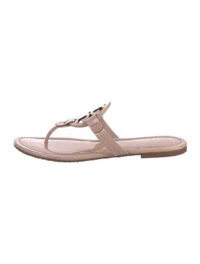 Pre-owned Tory Burch Patent Leather Slides In Pink