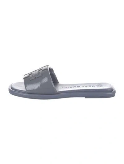 Pre-owned Tory Burch Patent Leather Slides In Purple