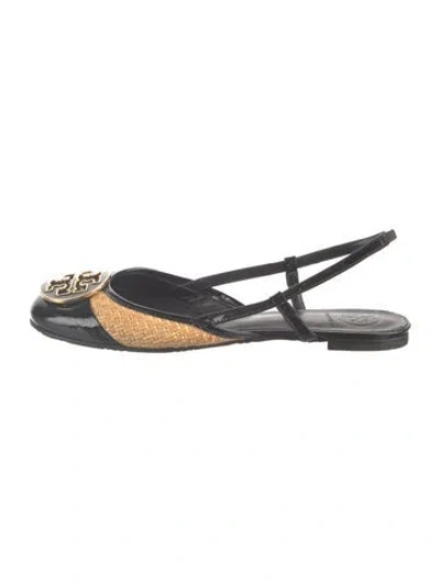 Pre-owned Tory Burch Patent Leather Slingback Flats In Black