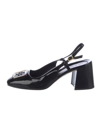 Pre-owned Tory Burch Patent Leather Slingback Pumps In Black