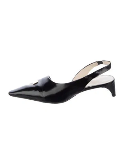 Pre-owned Tory Burch Patent Leather Slingback Pumps In Black