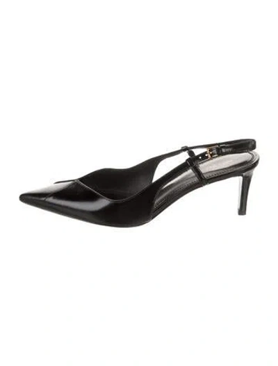 Pre-owned Tory Burch Patent Leather Slingback Pumps In Black