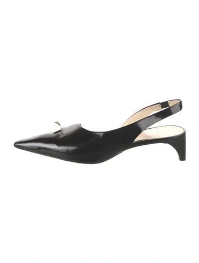 Pre-owned Tory Burch Patent Leather Slingback Pumps In Black