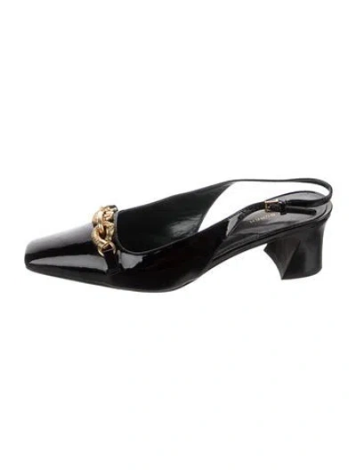 Pre-owned Tory Burch Patent Leather Slingback Pumps In Black