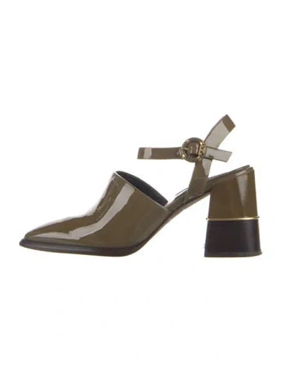 Pre-owned Tory Burch Patent Leather Slingback Pumps In Brown