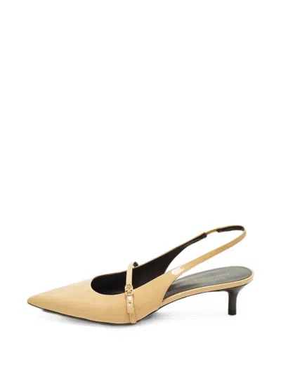 Pre-owned Tory Burch Patent Leather Slingback Pumps In Neutral