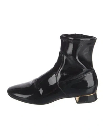 Pre-owned Tory Burch Patent Leather Sock Boots In Black