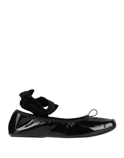 Tory Burch Patent Leather Square-toe Ballet Flats In Black