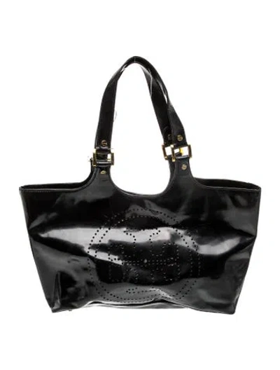 Pre-owned Tory Burch Patent Leather Top Handle Bag In Black