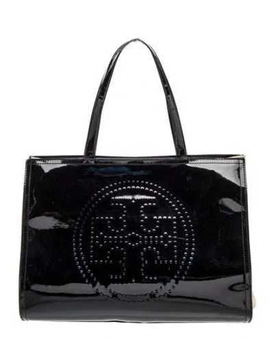 Pre-owned Tory Burch Patent Leather Top Handle Bag In Black
