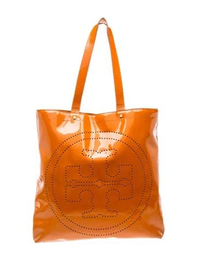 Pre-owned Tory Burch Patent Leather Tote In Brown