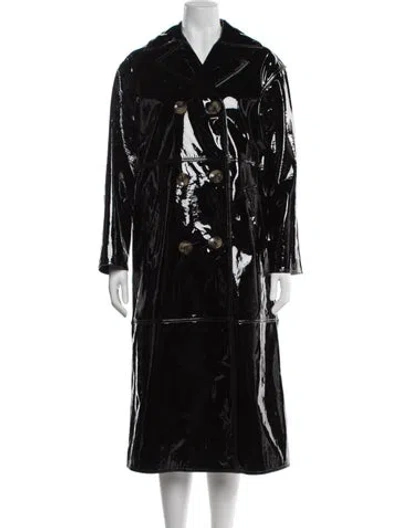 Pre-owned Tory Burch Patent Leather Trench Coat In Black