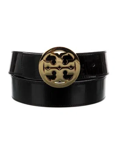 Pre-owned Tory Burch Patent Leather Waist Belt In Black