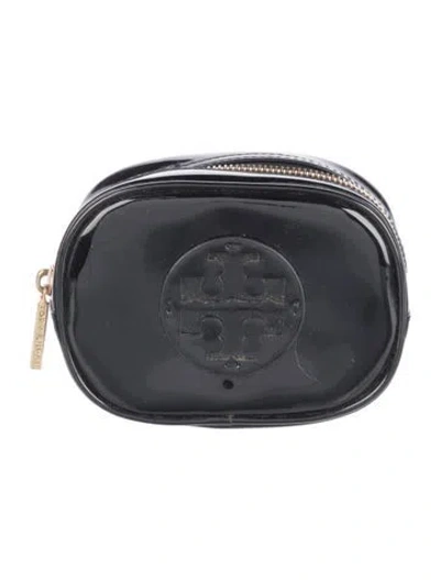 Pre-owned Tory Burch Patent Leather Zip Bag In Black