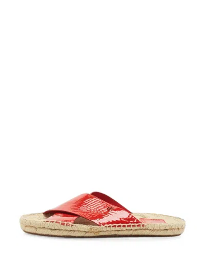 Pre-owned Tory Burch Patent-finish Leather Sandals In Red