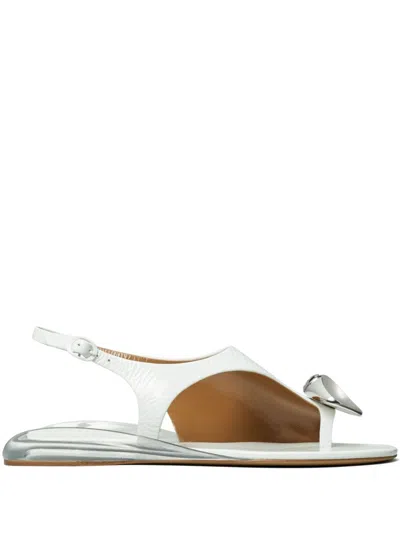 Tory Burch Patos Leather Sandals In White