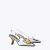 Tory Burch Patos Mismatched Slingback Heel In Argento/gold