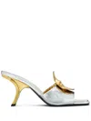 Tory Burch Patos Disc Metallic Mule Sandals In Silver