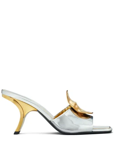 Tory Burch Patos Mismatched Heel Sandal In Argento/gold/gold