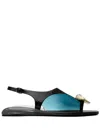 Tory Burch Patos Leather Pressed Coin Slingback Sandals In Black