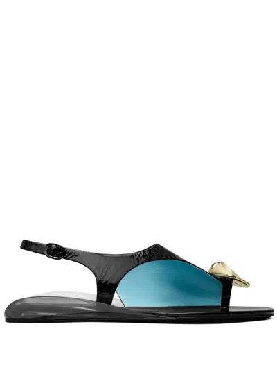 TORY BURCH PATOS STONE-EMBELLISHED LEATHER SANDALS