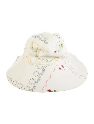 Pre-owned Tory Burch Pattern Print Linen Bucket Hat W/tags In Neutral