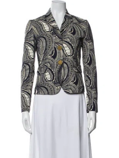 Pre-owned Tory Burch Patterned Blazer In Blue