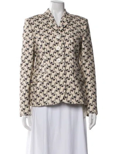 Pre-owned Tory Burch Patterned Blazer W/ Tags In Blue/neutrals