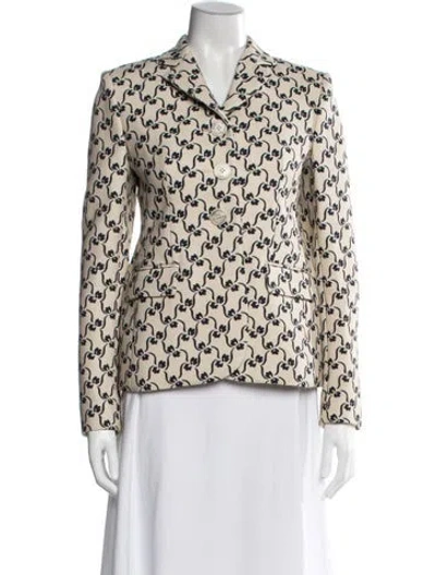 Pre-owned Tory Burch Patterned Blazer In White