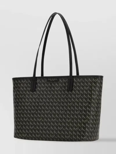 TORY BURCH PATTERNED CANVAS SHOPPING BAG