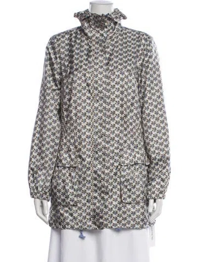 Pre-owned Tory Burch Patterned Coat In Blue