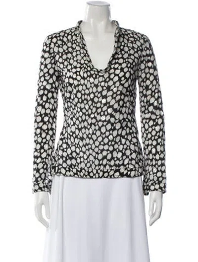 Pre-owned Tory Burch Patterned Cowl Neck Blouse In Black