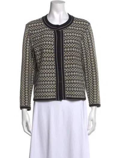 Pre-owned Tory Burch Patterned Crew Neck Sweater In Black