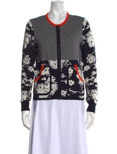 Pre-owned Tory Burch Patterned Crew Neck Sweater In Blue