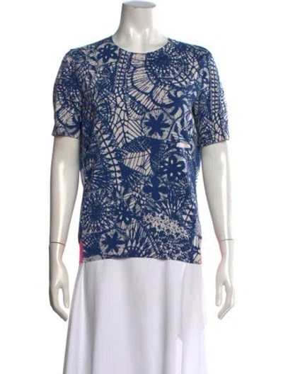Pre-owned Tory Burch Patterned Crew Neck Sweater In Blue