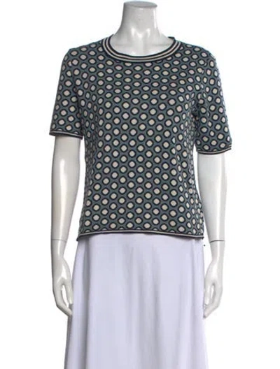 Pre-owned Tory Burch Patterned Crew Neck Sweater In Blue