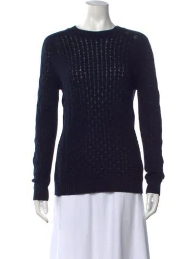 Pre-owned Tory Burch Patterned Crew Neck Sweater In Blue