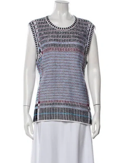 Pre-owned Tory Burch Patterned Crew Neck Sweater In Blue/white