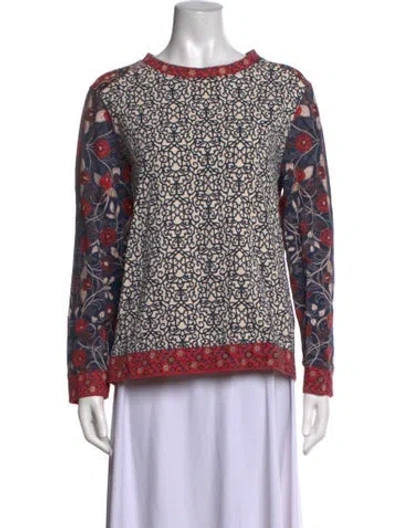 Pre-owned Tory Burch Patterned Crew Neck Sweater In Red