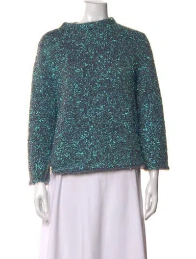 Pre-owned Tory Burch Patterned Crew Neck Sweater W/ Tags In Blue