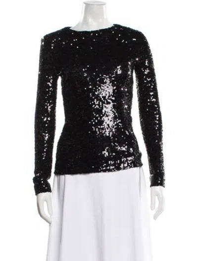 Pre-owned Tory Burch Patterned Crew Neck Top In Black