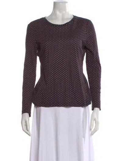 Pre-owned Tory Burch Patterned Crew Neck Top In Blue