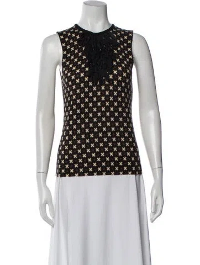 Pre-owned Tory Burch Patterned Crew Neck Top In Brown