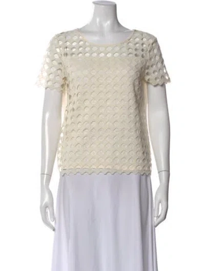 Pre-owned Tory Burch Patterned Crew Neck Top In Neutral