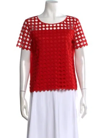 Pre-owned Tory Burch Patterned Crew Neck Top In Red