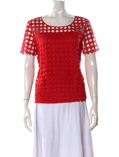 Pre-owned Tory Burch Patterned Crew Neck Top In Red