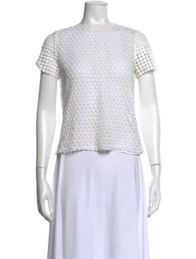 Pre-owned Tory Burch Patterned Crew Neck Top In White