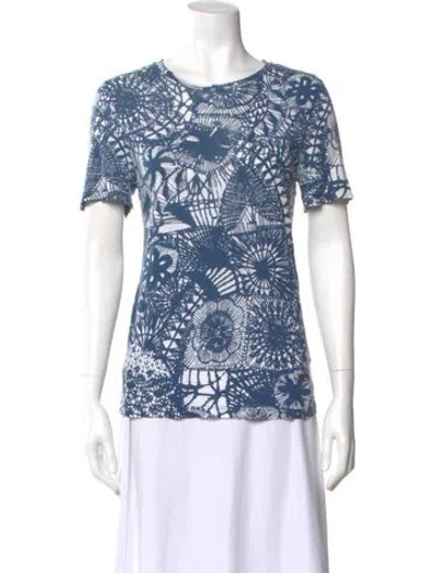 Pre-owned Tory Burch Patterned Crew Neck T-shirt In Blue