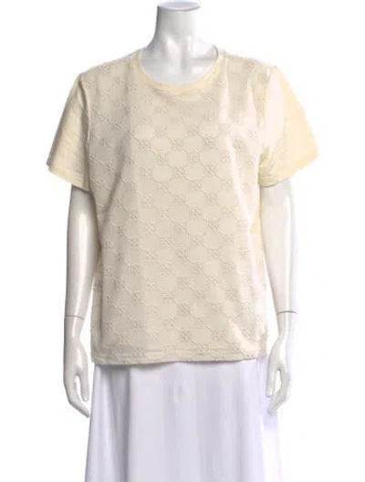 Pre-owned Tory Burch Patterned Crew Neck T-shirt In Brown