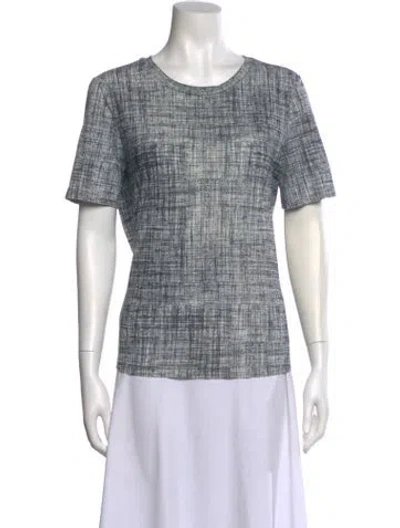 Pre-owned Tory Burch Patterned Crew Neck T-shirt In Gray